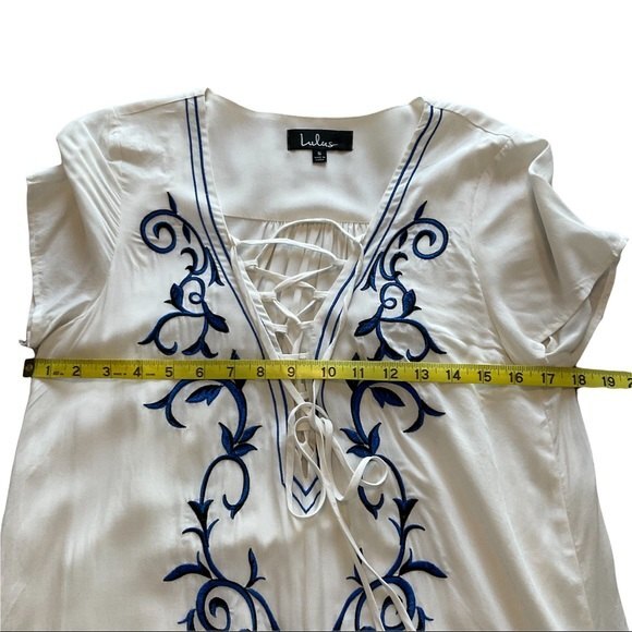 Lulu’s Down in Kokomo Ivory Embroidered Shift Dress S Festival Bridal Flowy - Picture 7 of 12